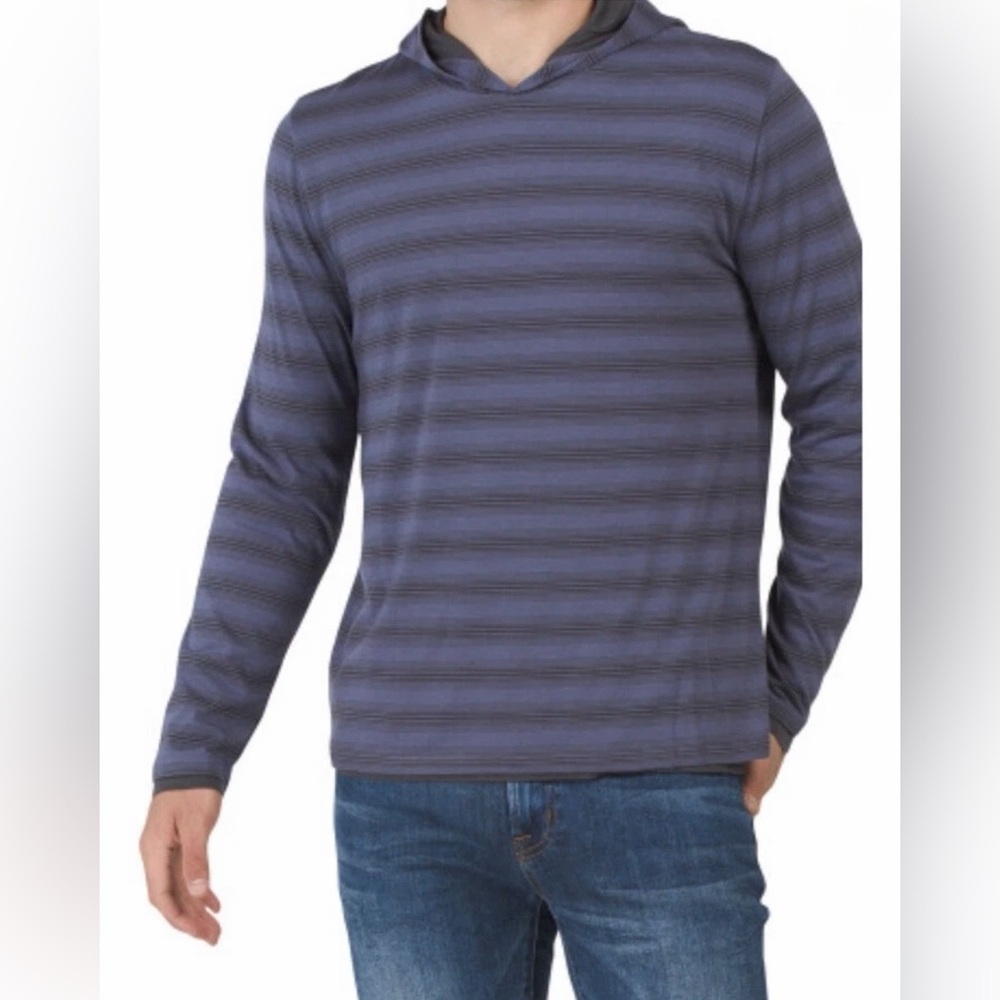VINCE Blue Double Layer Pima Cotton/Modal Pullover Hoodie Size M PERU $165